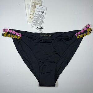 Lily Rose Black Bikini Bottom with Pink and Yellow Details
